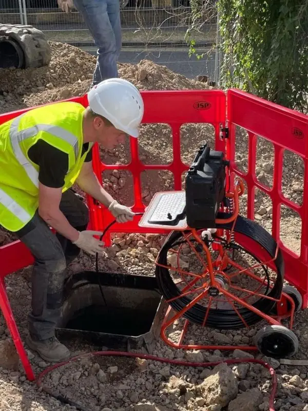 CCTV drain survey in progress