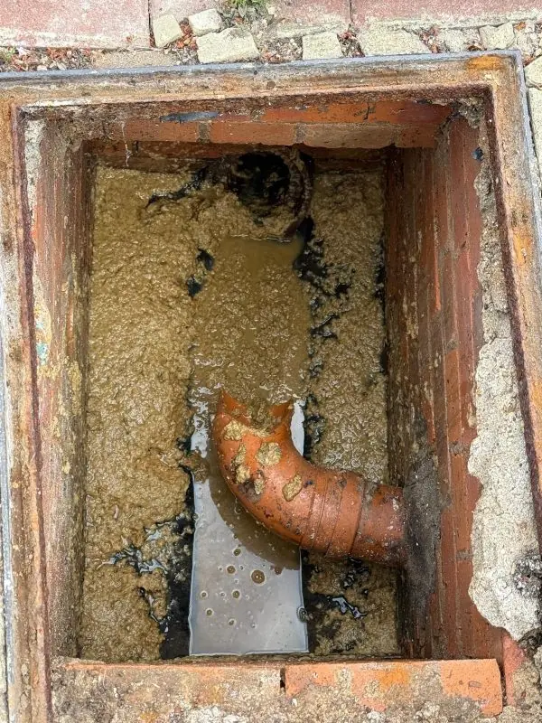 Blocked drain before jetting